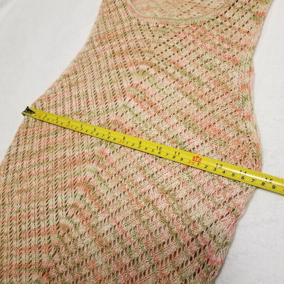 100% Cotton Crochet Knit Bodycon Dress Pink/Green/Beige Maxi Long Medium NWT C&C - Picture 10 of 11